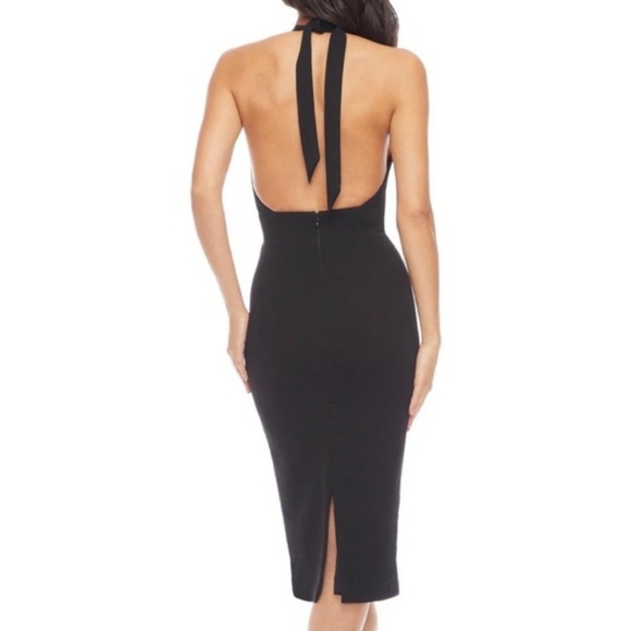 NWT Dress The Population Vanessa Halter Body-Con Midi Black Dress Sz XS - Picture 2 of 8